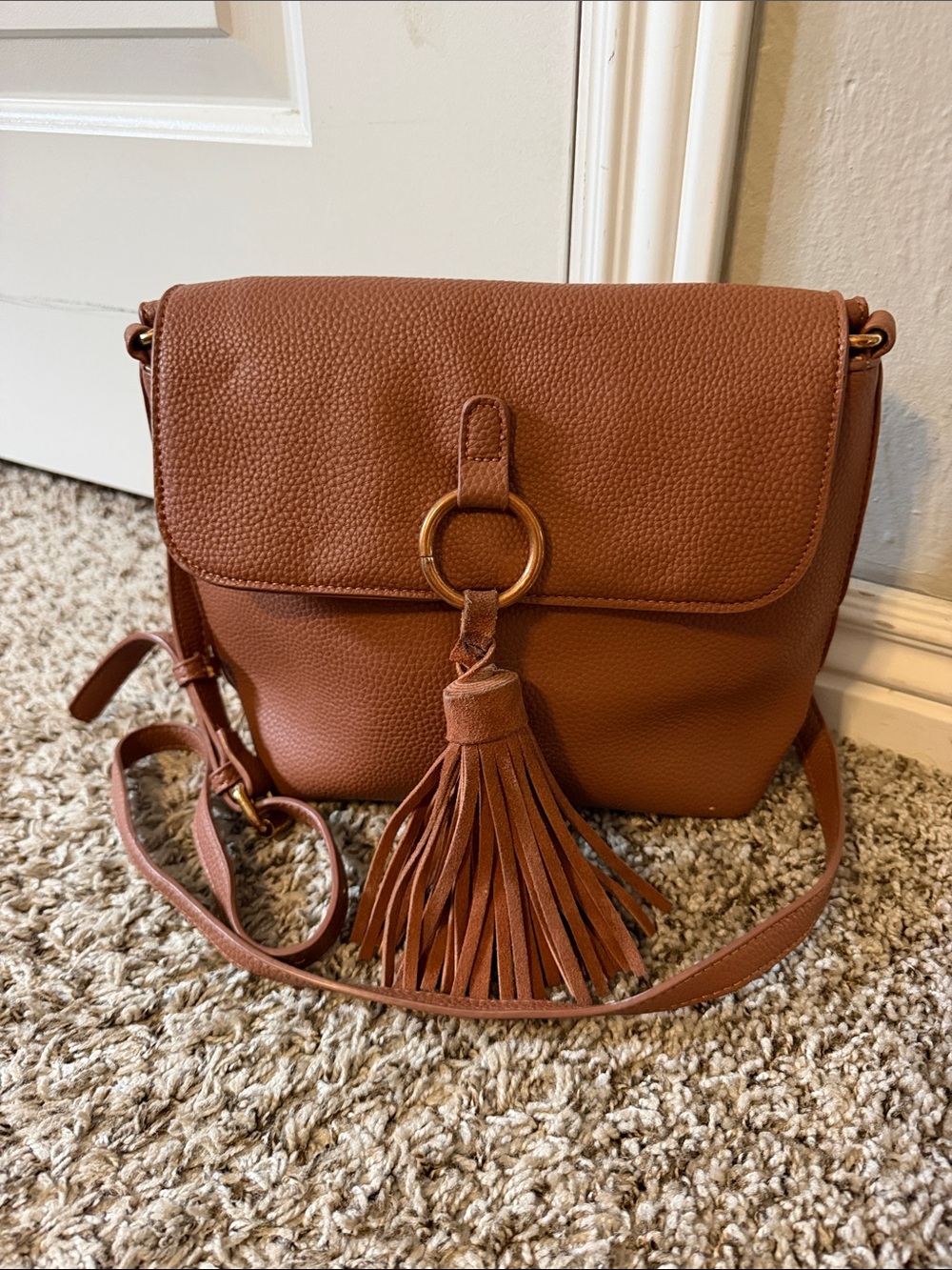Antik Kraft Cognac Brown Tassel Crossbody Bag